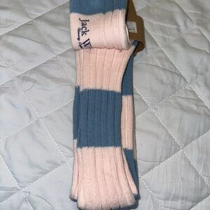 Vintage Jack Wills Baby Pink and baby blue Rugby Over the Knee Socks
